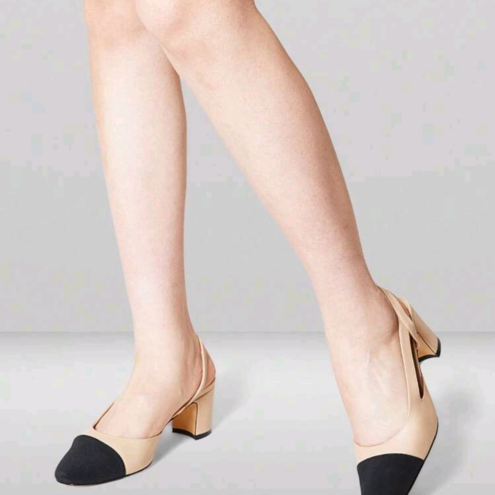 Chic Black and Cream Slingback Heels